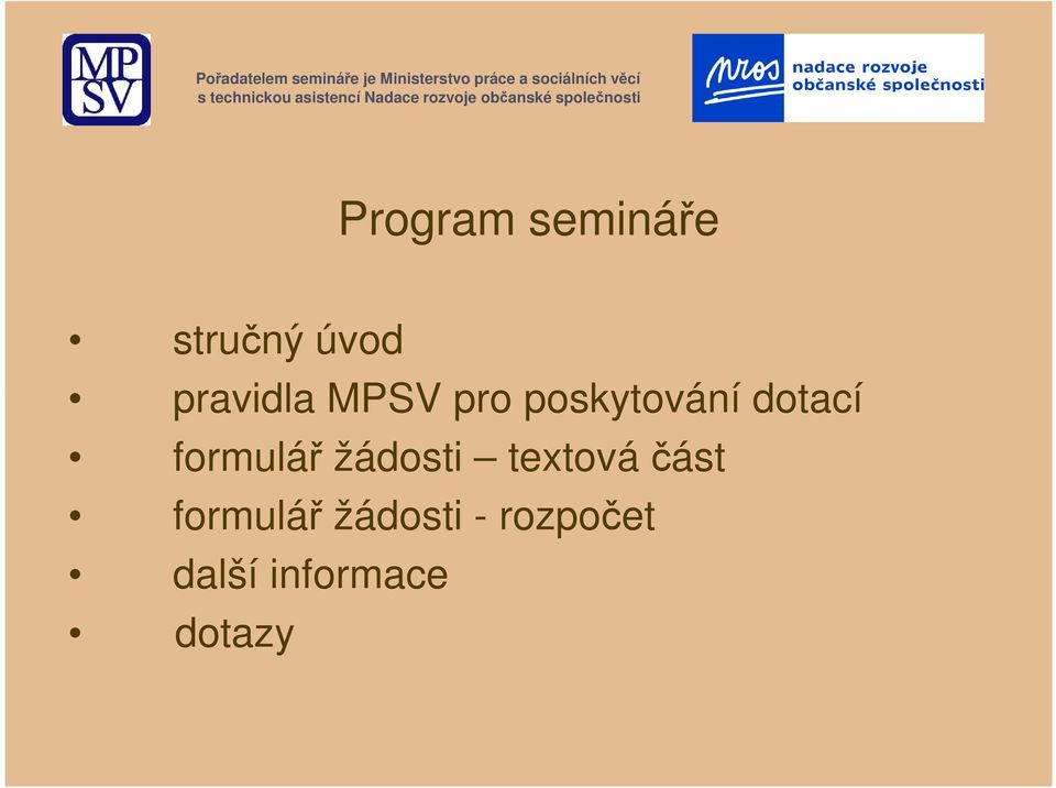 formulář žádosti textová část