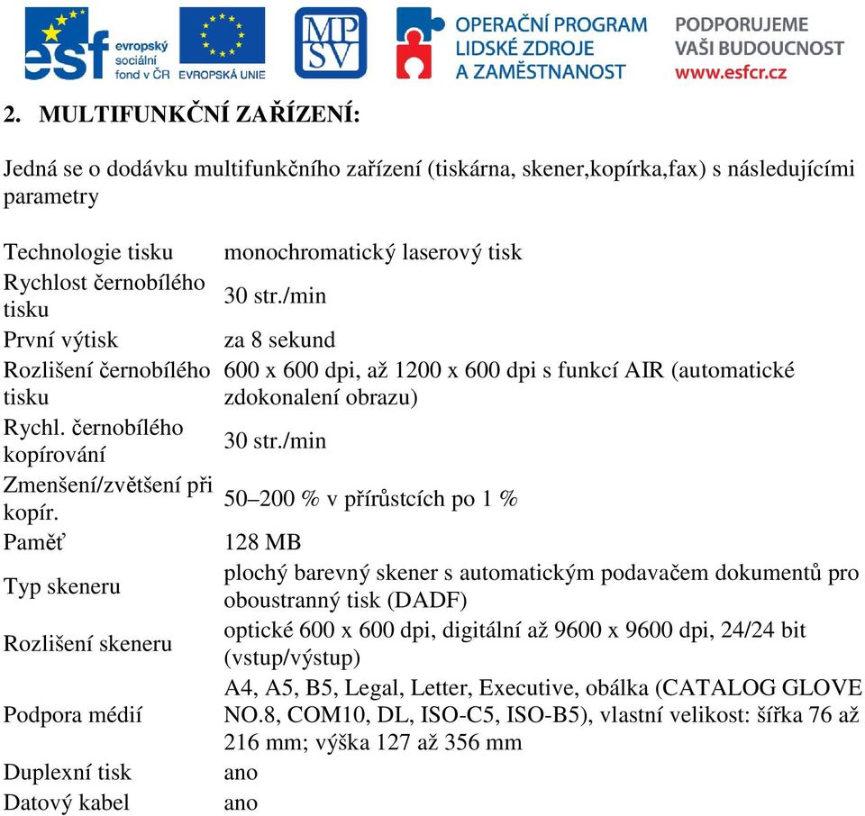 /min Zmenšení/zvětšení při 50 200 % v přírůstcích po 1 % kopír.