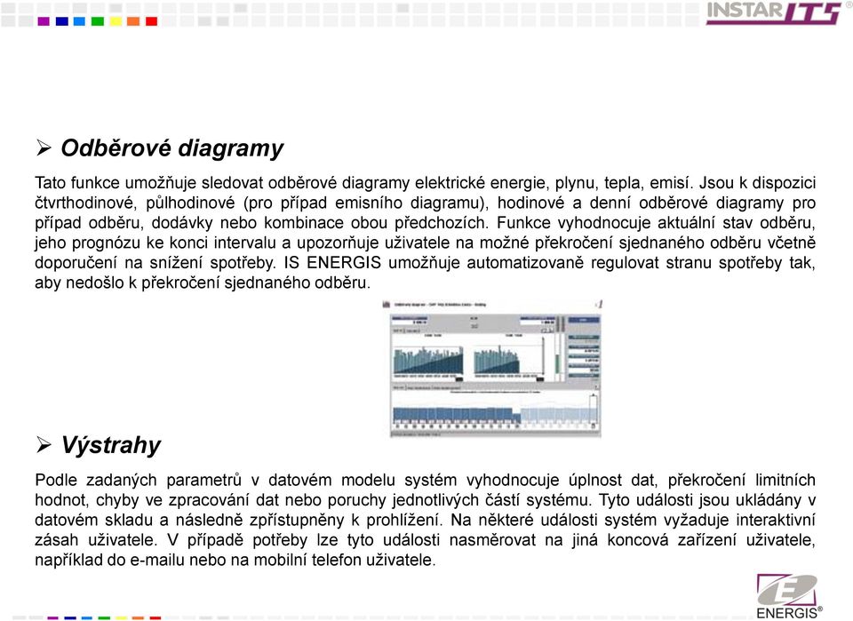 Funkce vyhodnocuje aktuální stav odběru, jeho prognózu ke konci intervalu a upozorňuje uživatele na možné překročení sjednaného odběru včetně doporučení na snížení spotřeby.