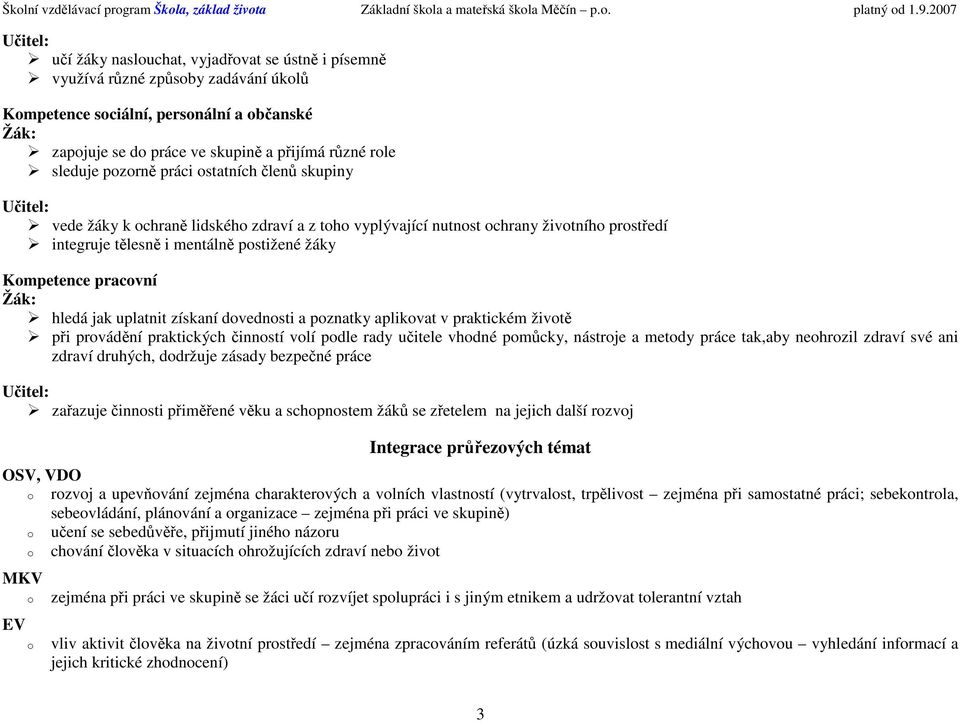 pracovní hledá jak uplatnit získaní dovednosti a poznatky aplikovat v praktickém životě při provádění praktických činností volí podle rady učitele vhodné pomůcky, nástroje a metody práce tak,aby