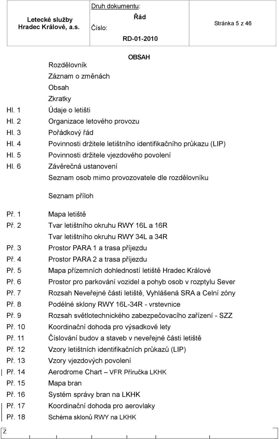 vjezdového povolení Závěrečná ustanovení Seznam osob mimo provozovatele dle rozdělovníku Seznam příloh Př. 1 Př. 2 Př. 3 Př. 4 Př. 5 Př. 6 Př. 7 Př. 8 Př. 9 Př. 10 Př. 11 Př. 12 Př. 13 Př. 14 Př.