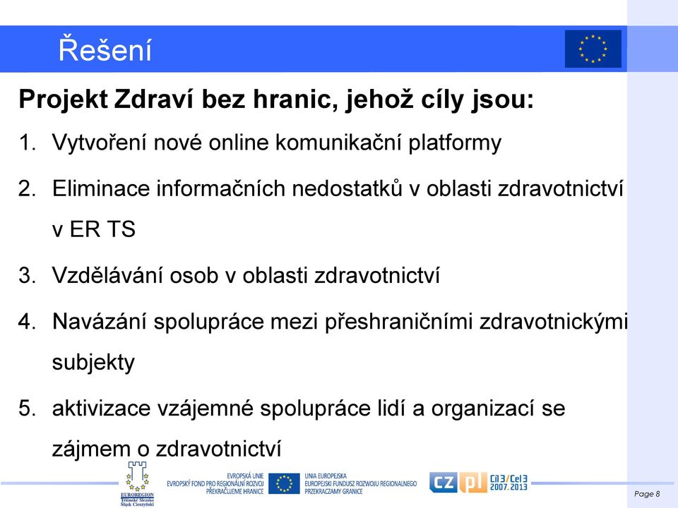 Eliminace informačních nedostatků v oblasti zdravotnictví v ER TS 3.