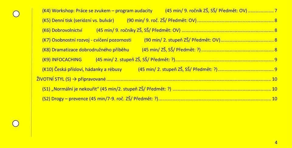 .. 8 (K8) Dramatizace dobrodružného příběhu (45 min/ ZŠ, SŠ/ Předmět:?)... 8 (K9) INFOCACHING (45 min/ 2. stupeň ZŠ, SŠ/ Předmět:?)... 9 (K10) Česká přísloví, hádanky a rébusy (45 min/ 2.