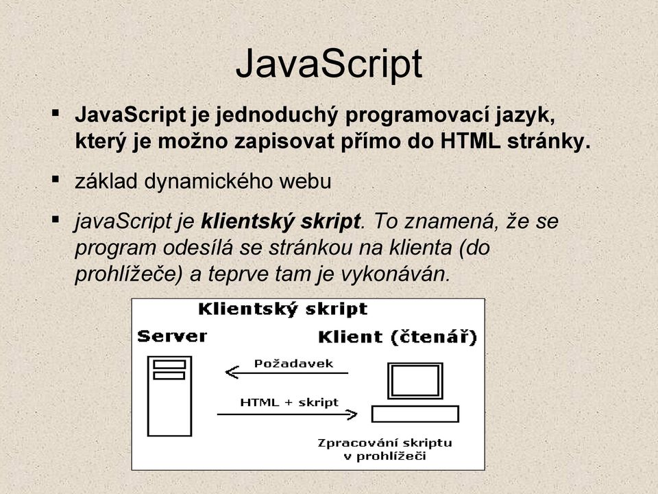 základ dynamického webu javascript je klientský skript.