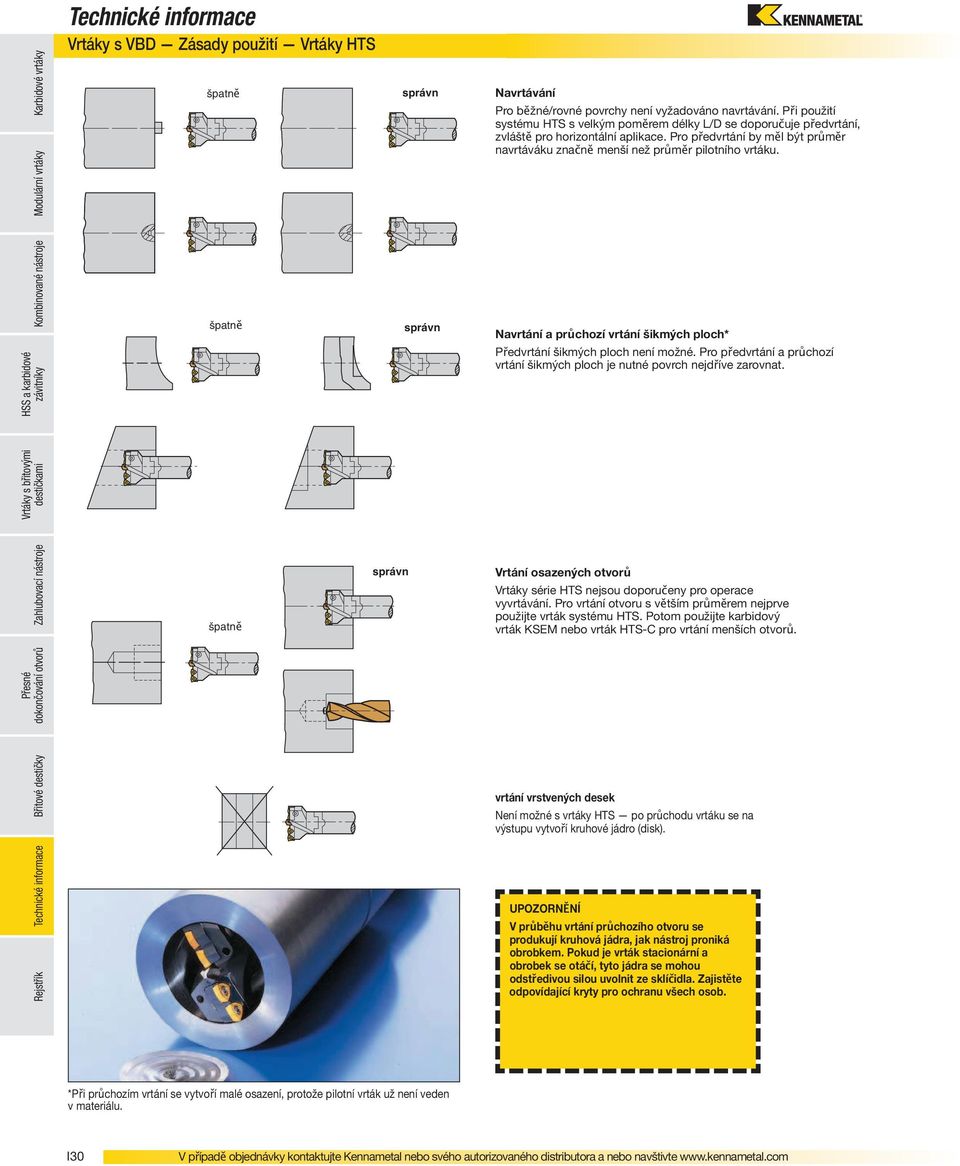 Kombinované nástroje špatně správn Navrtání a průchozí vrtání šikmých ploch* Předvrtání šikmých ploch není možné. Pro předvrtání a průchozí vrtání šikmých ploch je nutné povrch nejdříve zarovnat.