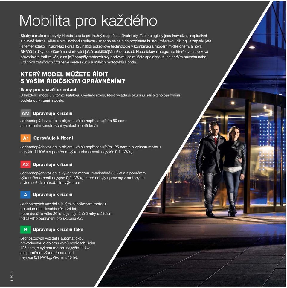Například Forza 125 nabízí pokrokové technologie v kombinaci s moderním designem, a nová SH300 je díky bezklíčovému startování ještě praktičtější než doposud.
