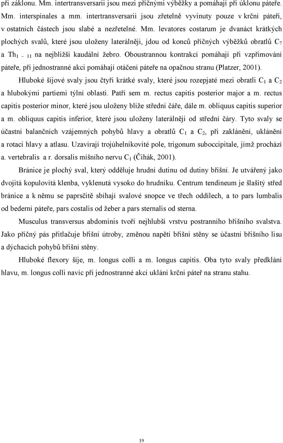 levatores costarum je dvanáct krátkých plochých svalů, které jsou uloženy laterálněji, jdou od konců příčných výběžků obratlů C 7 a Th 1 11 na nejbližší kaudální žebro.