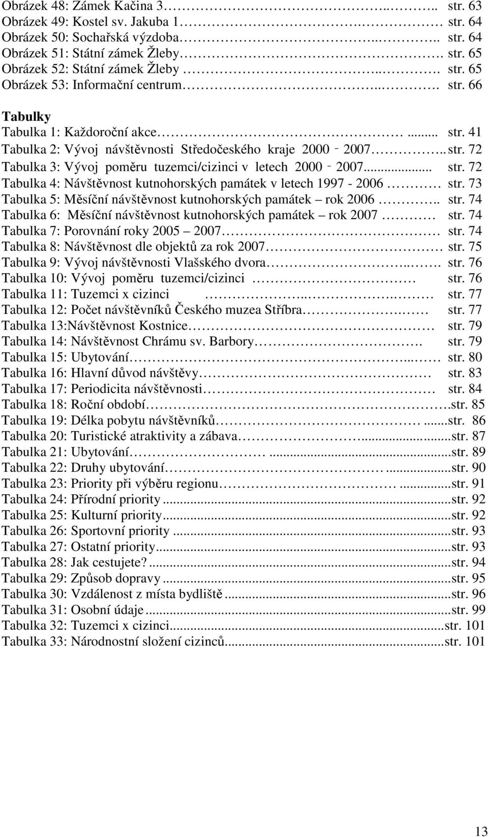 73 Tabulka 5: Měsíční návštěvnost kutnohorských památek rok 2006.. str. 74 Tabulka 6: Měsíční návštěvnost kutnohorských památek rok 2007 str. 74 Tabulka 7: Porovnání roky 2005 2007 str.