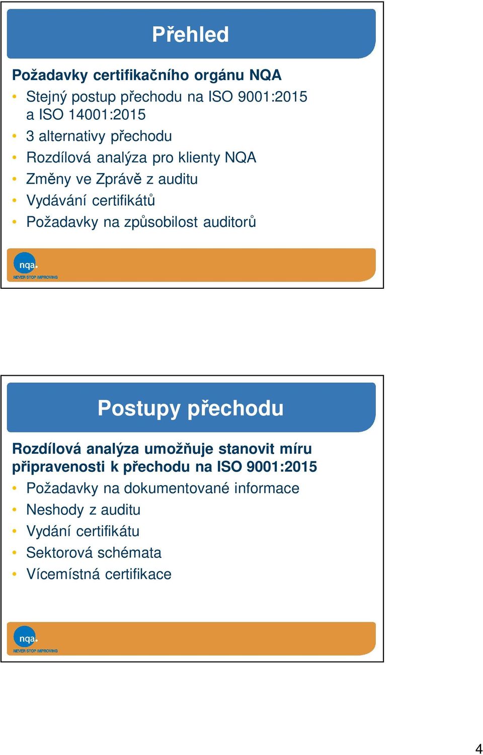 způsobilost auditorů y přechodu umožňuje stanovit míru připravenosti k přechodu na ISO 9001:2015