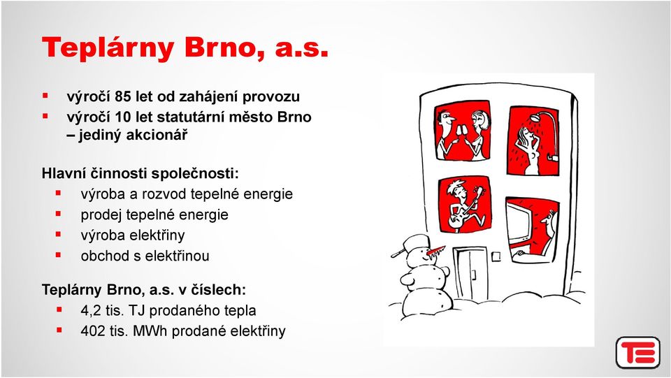 akcionář Hlavní činnosti společnosti: výroba a rozvod tepelné energie prodej