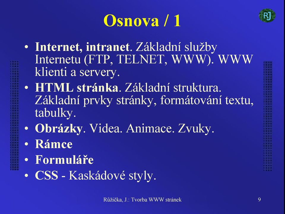 HTML stránka. Základní struktura.