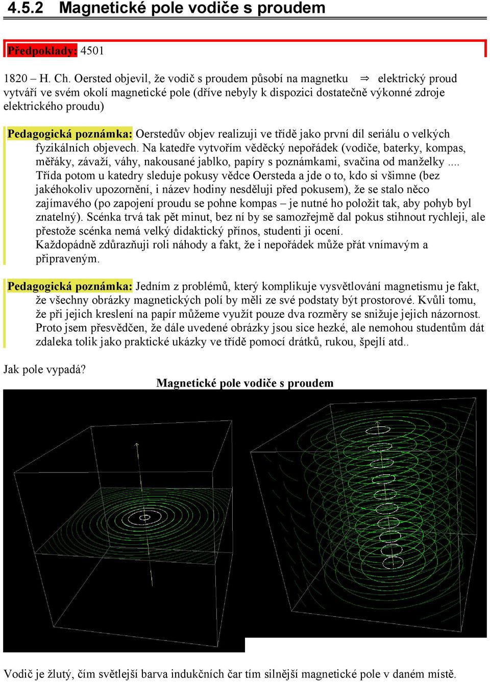poznámka: Oerstedův objev realizuji ve třídě jako první díl seriálu o velkých fyzikálních objevech.