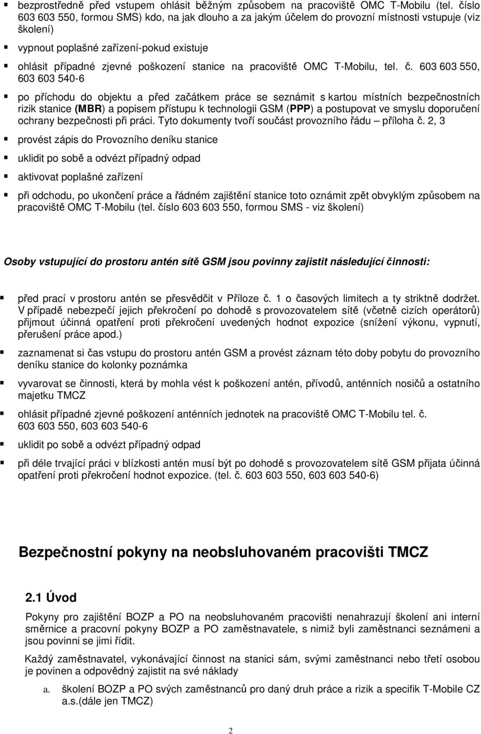 pracoviště OMC T-Mobilu, tel. č.