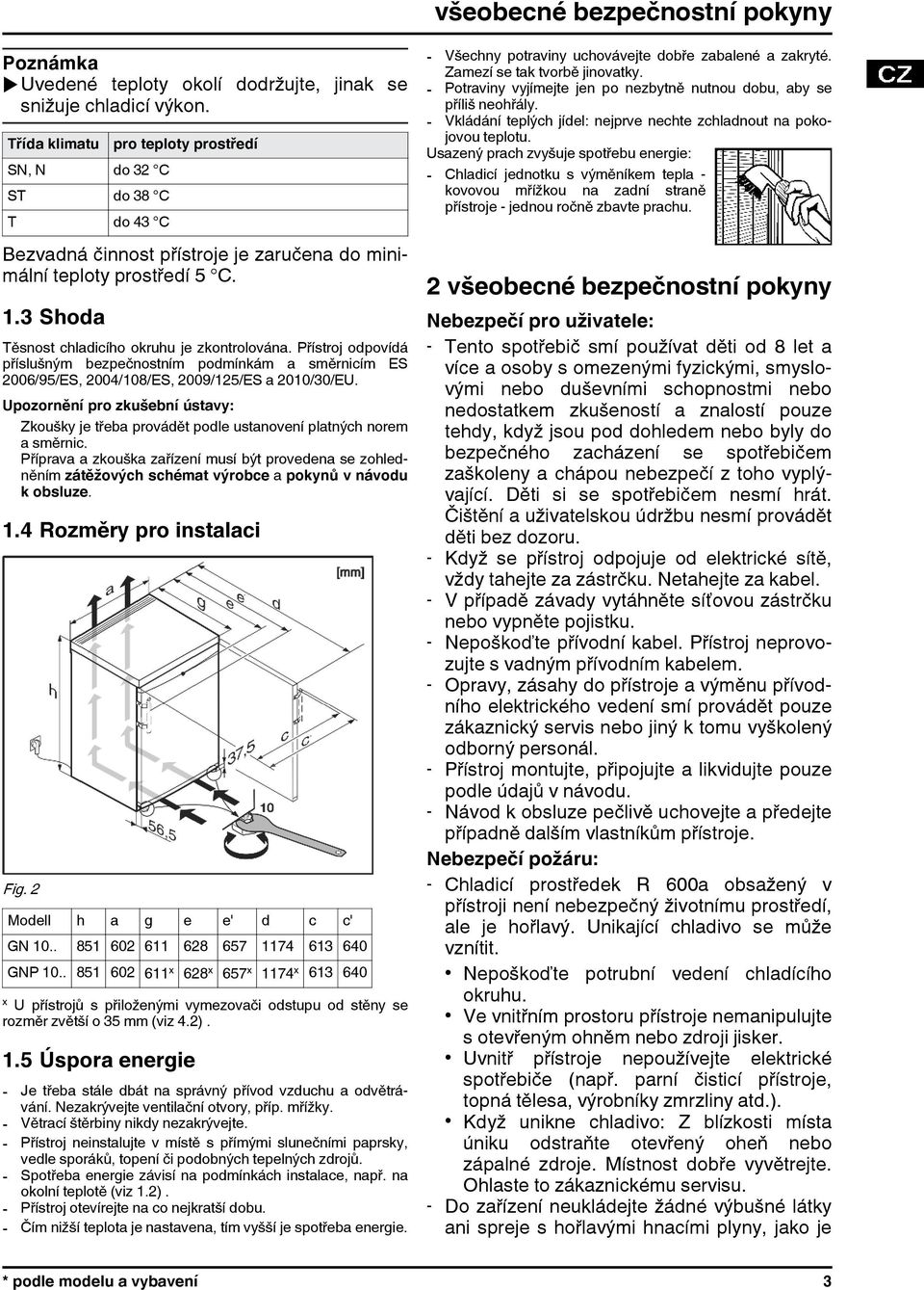 Přístroj odpovídá příslušným bezpečnostním podmínkám a směrnicím ES 2006/95/ES, 2004/108/ES, 2009/125/ES a 2010/30/EU.