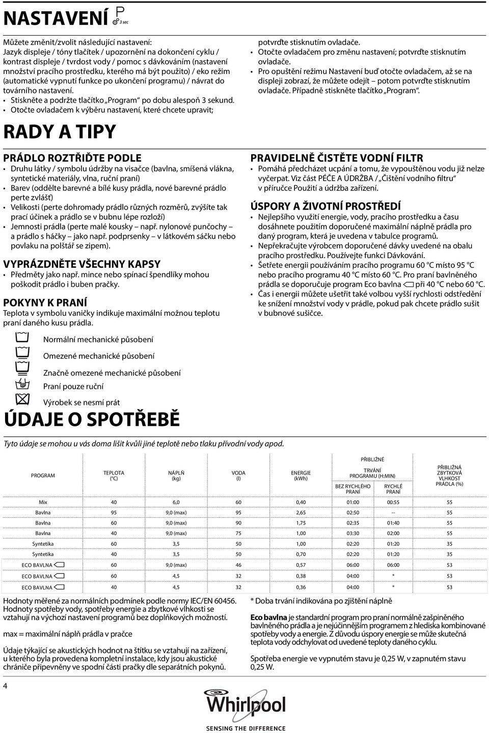 Stiskněte a podržte tlačítko Program po dobu alespoň 3 sekund.