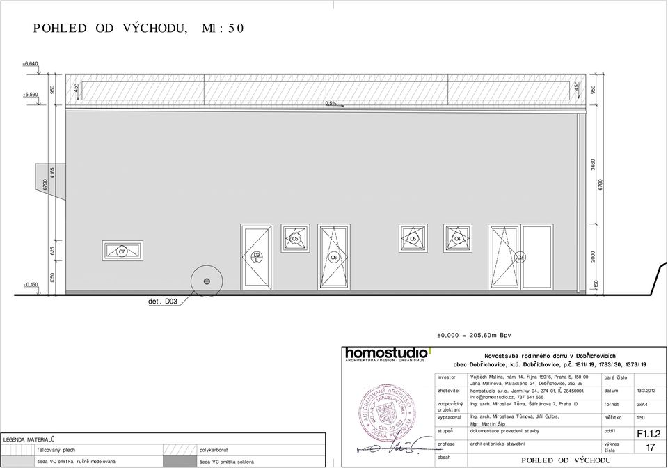 října 159/6, raha 5, 150 00 paré číslo Jana Malinová, alackého 24, Dobřichovice, 252 29 zhotovitel homostudio s.r.o., Jemníky 94, 274 01, IČ 28401, datum 13.