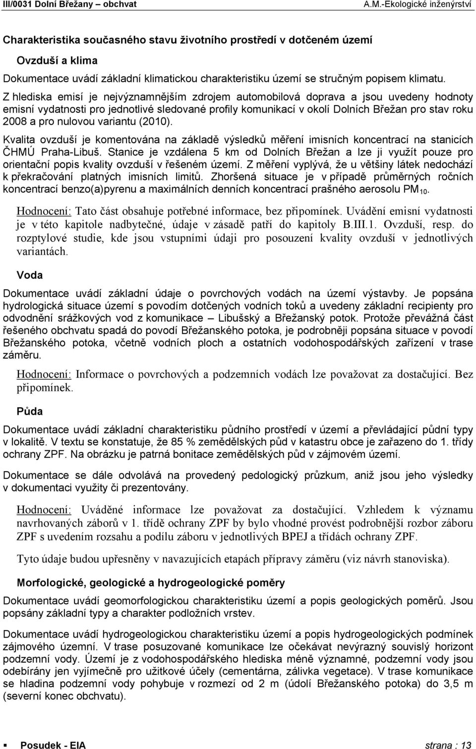 nulovou variantu (2010). Kvalita ovzduší je komentována na základě výsledků měření imisních koncentrací na stanicích ČHMÚ Praha-Libuš.
