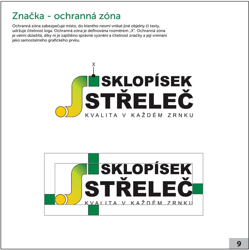 Ochranná zóna je definována rozměrem X.