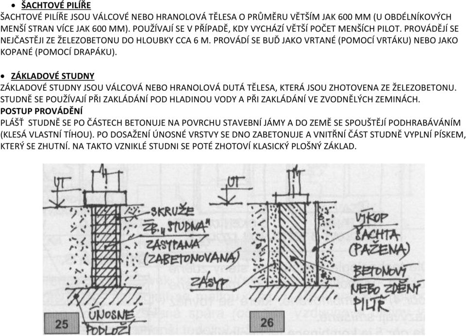 ZÁKLADOVÉ STUDNY ZÁKLADOVÉ STUDNY JSOU VÁLCOVÁ NEBO HRANOLOVÁ DUTÁ TĚLESA, KTERÁ JSOU ZHOTOVENA ZE ŽELEZOBETONU.