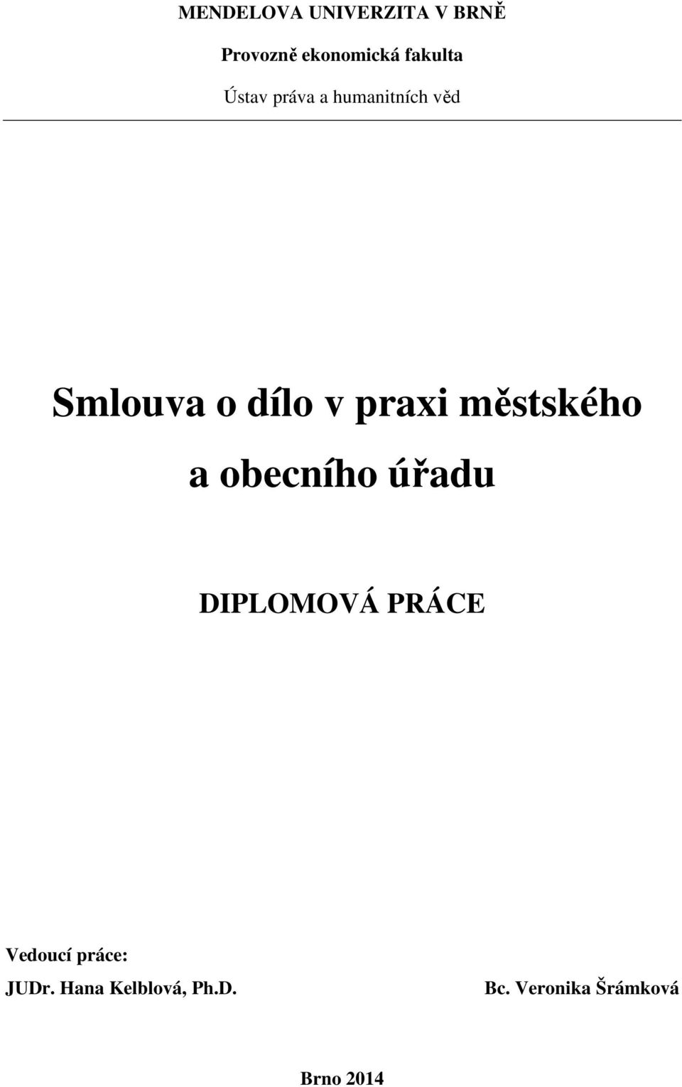 městského a obecního úřadu DIPLOMOVÁ PRÁCE Vedoucí