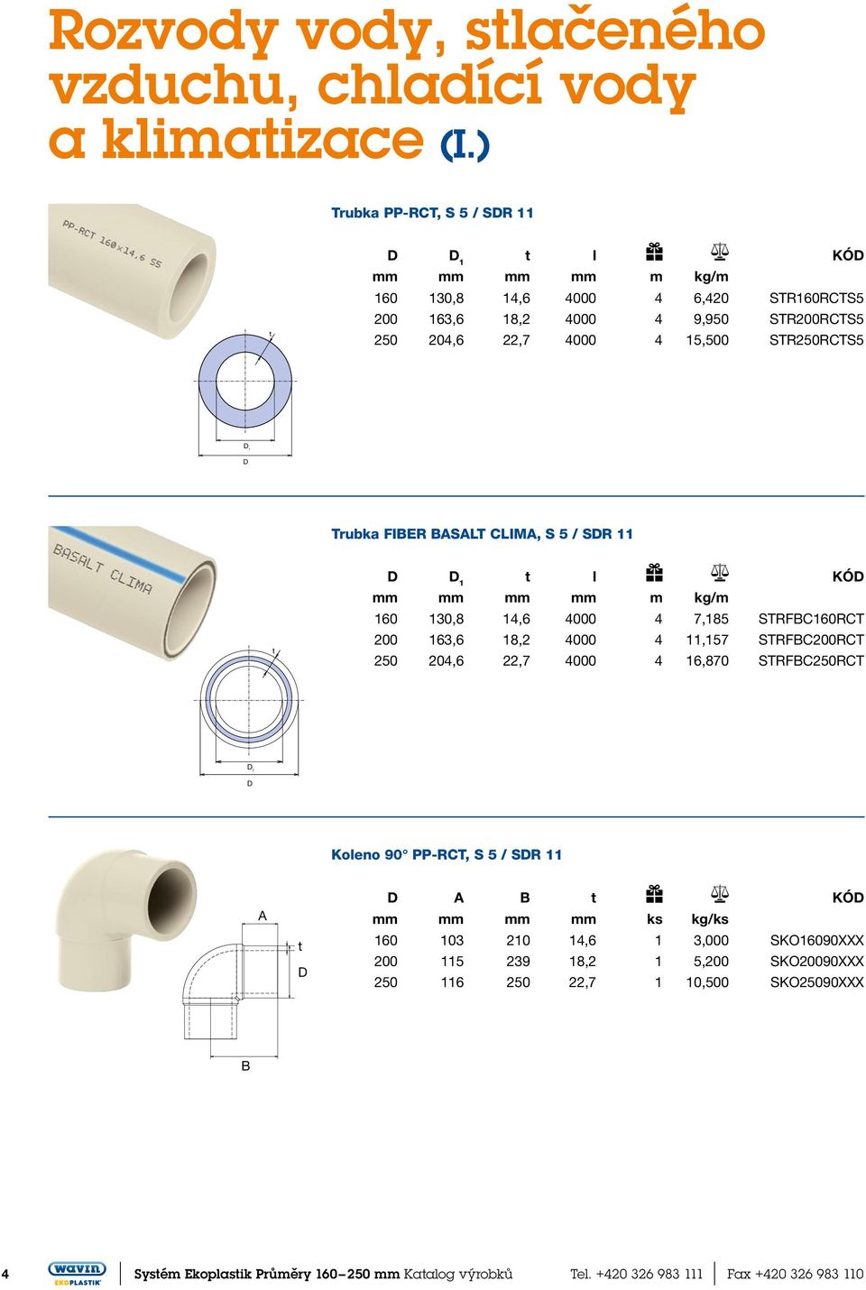 D 1 D Trubka FIBER BASALT CLIMA, S 5 / SDR 11 t D D 1 t l KÓD mm mm mm mm m kg/m 160 130,8 14,6 4000 4 7,185 STRFBC160RCT 200 163,6 18,2 4000 4 11,157 STRFBC200RCT 250 204,6 22,7 4000 4