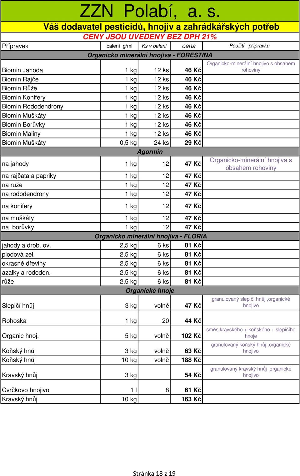 ruže 1 kg 12 47 Kč na rododendrony 1 kg 12 47 Kč na konifery 1 kg 12 47 Kč Organicko-minerální hnojivo s obsahem rohoviny Organicko-minerální hnojiva s obsahem rohoviny na muškáty 1 kg 12 47 Kč na
