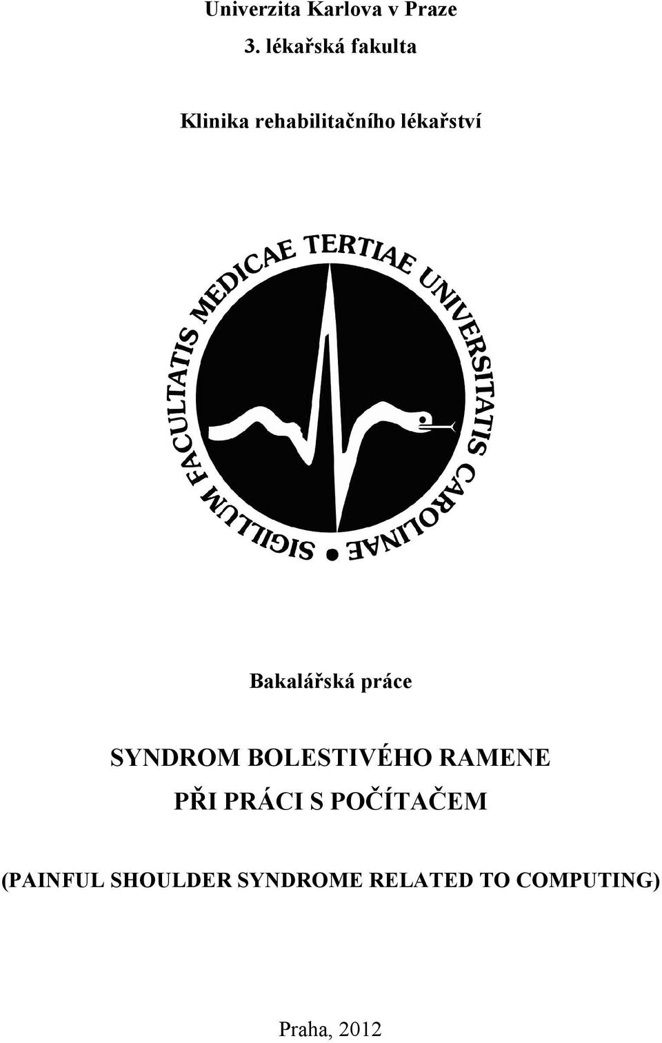 Bakalářská práce SYNDROM BOLESTIVÉHO RAMENE PŘI