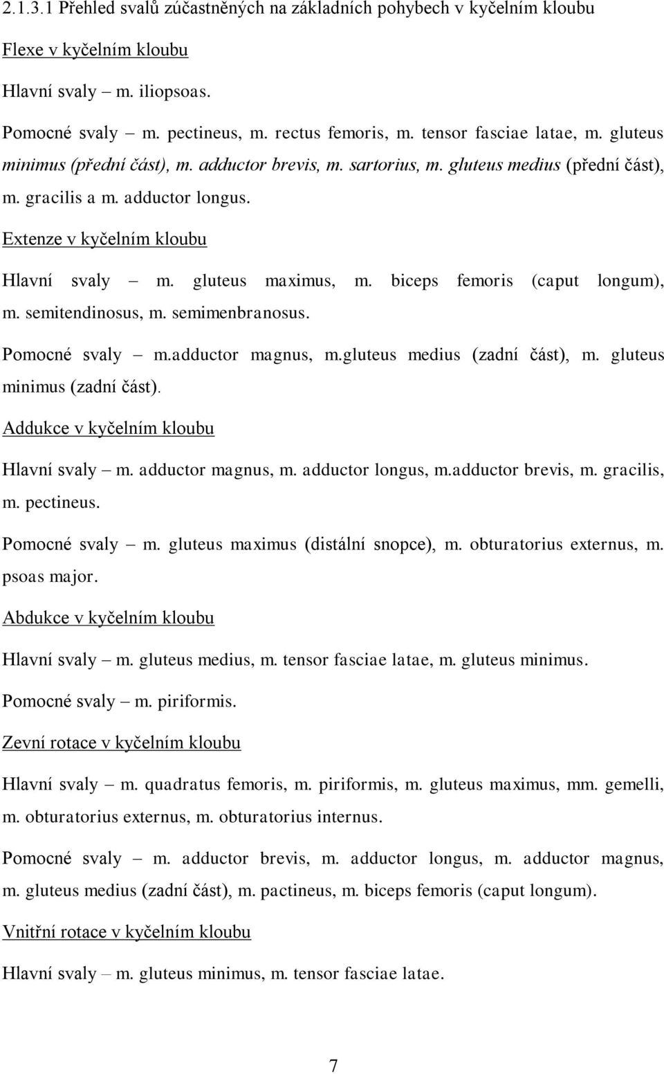 gluteus maximus, m. biceps femoris (caput longum), m. semitendinosus, m. semimenbranosus. Pomocné svaly m.adductor magnus, m.gluteus medius (zadní část), m. gluteus minimus (zadní část).