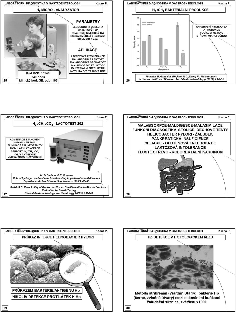 105 MALABSORPCE LAKTÓZY MALABSORPCE SACARÓZY MALABSORPCE FRUKTÓZY BAKTERIÁLNÍ PŘERŮSTÁNÍ MOTILITA GIT, TRANSIT TIME 26 Pimentel M.,Gunsalus RP.,Rao SSC.,Zhang.: Methanogens in uman ealth and Disease.