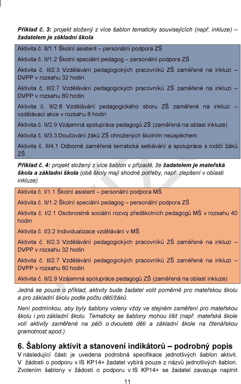 7 Vzdělávání pedagogických pracovníků ZŠ zaměřené na inkluzi DVPP v rozsahu 80 hodin Aktivita č. II/2.