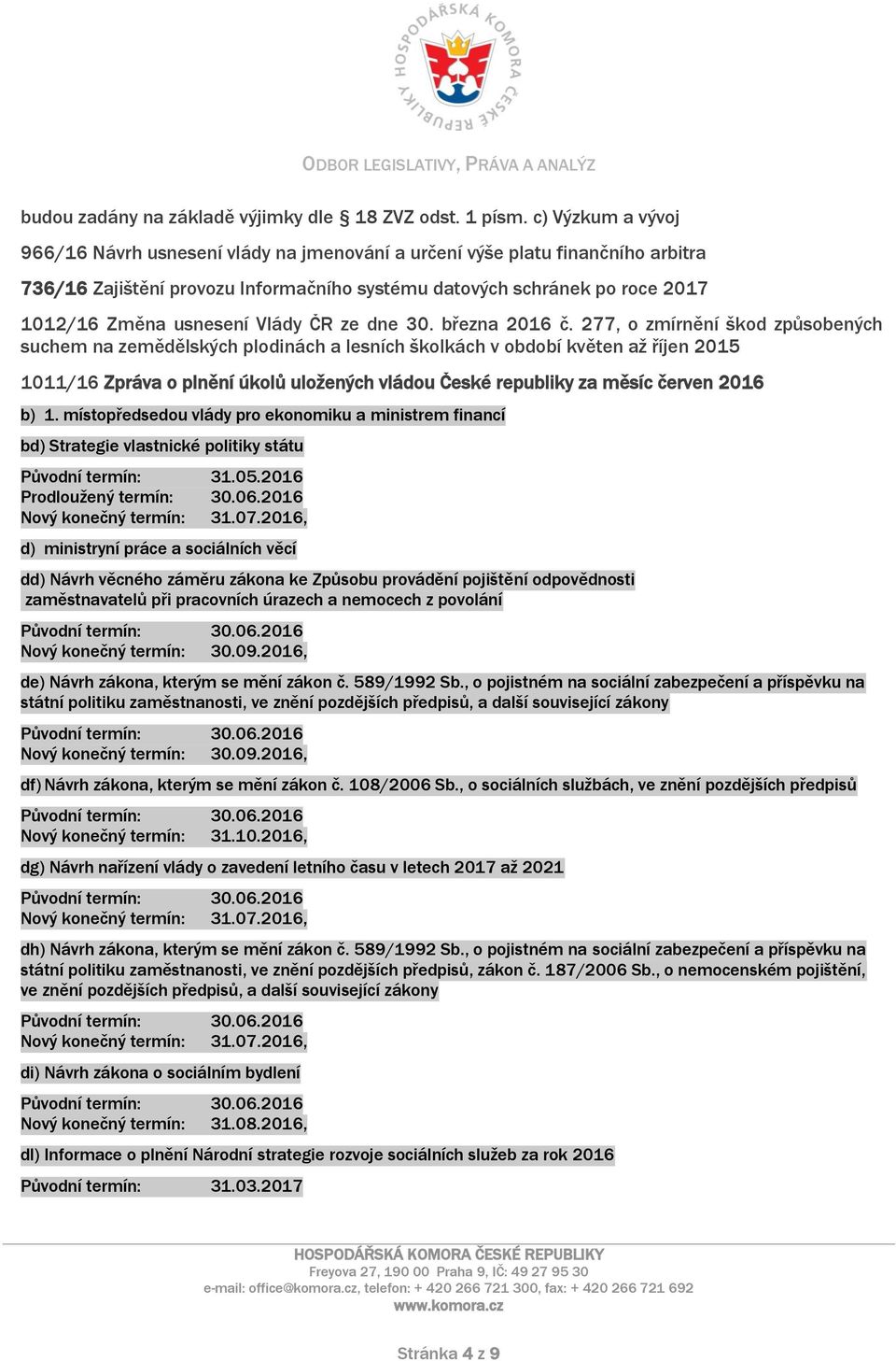 Vlády ČR ze dne 30. března 2016 č.