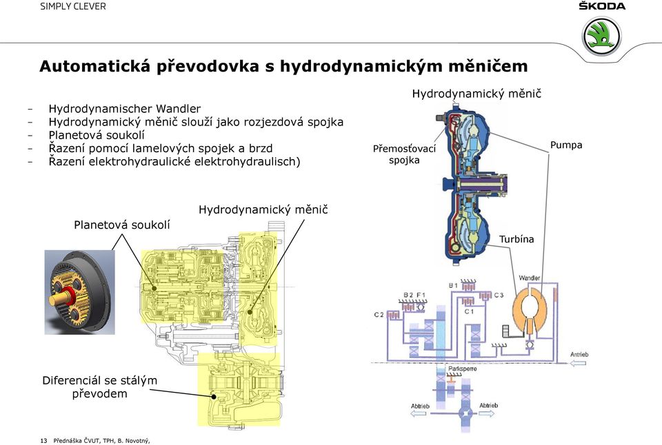 elektrohydraulické elektrohydraulisch) Přemosťovací spojka Hydrodynamický měnič Pumpa Planetová