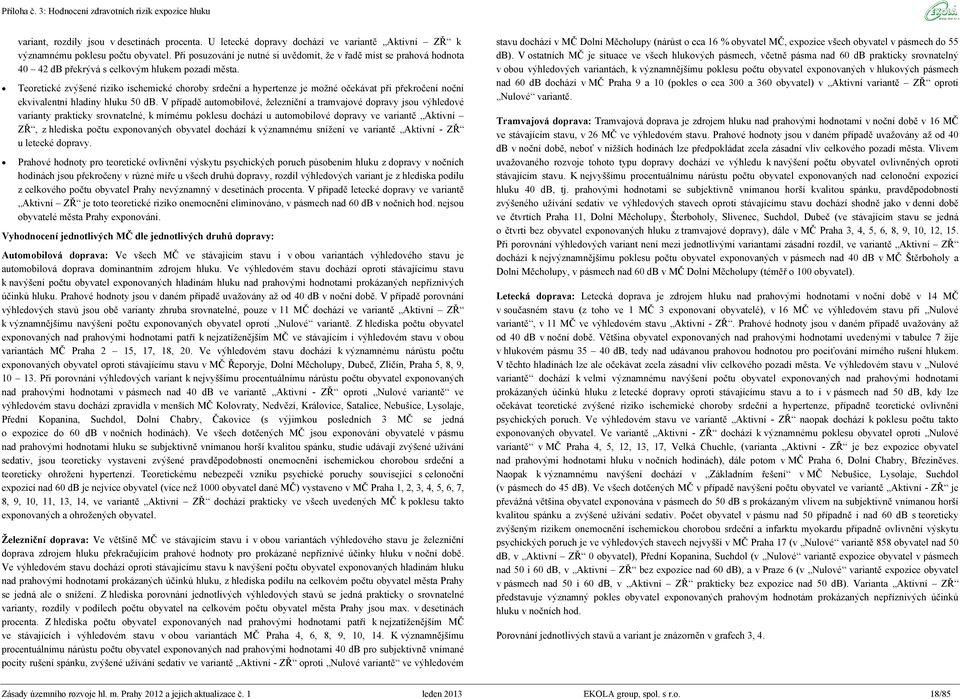 Teoretické zvýšené riziko ischemické choroby srdeční a hypertenze je možné očekávat při překročení noční ekvivalentní hladiny hluku 50 db.