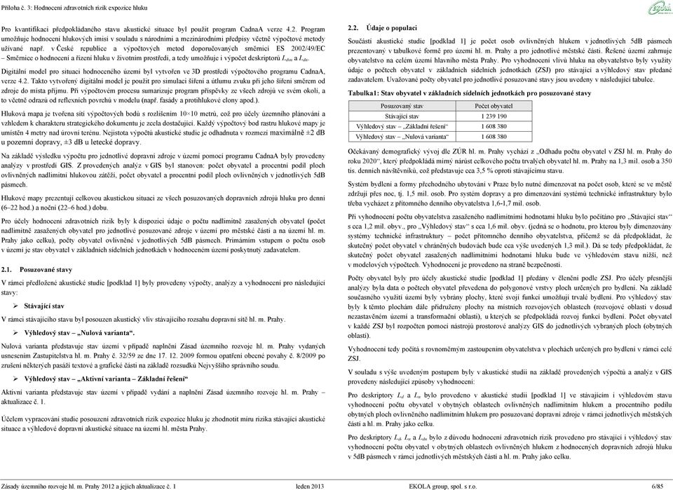 v České republice a výpočtových metod doporučovaných směrnicí ES 2002/49/EC Směrnice o hodnocení a řízení hluku v životním prostředí, a tedy umožňuje i výpočet deskriptorů L dvn a L dn.