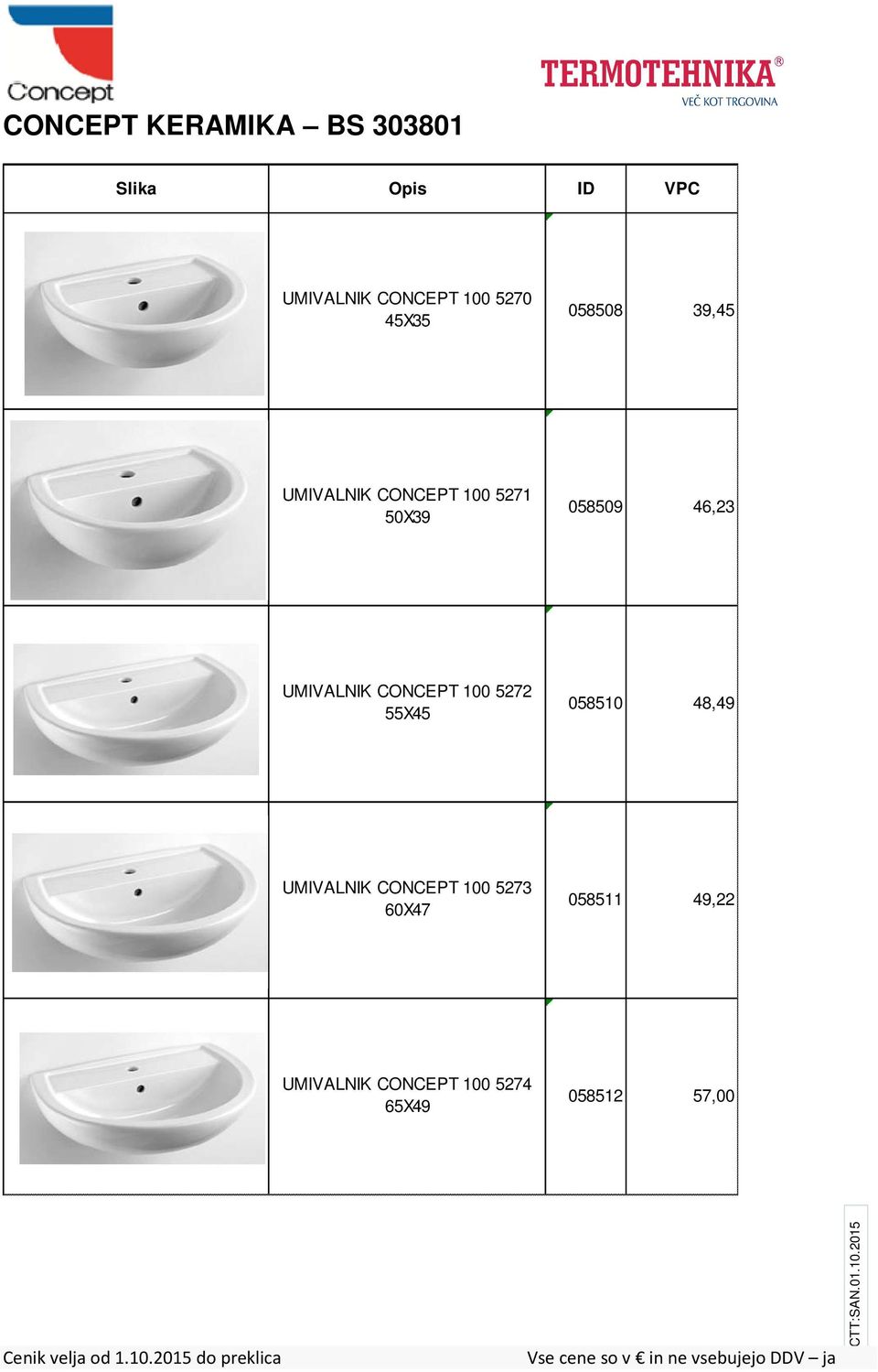 UMIVALNIK CONCEPT 100 5272 55X45 058510 48,49 UMIVALNIK CONCEPT