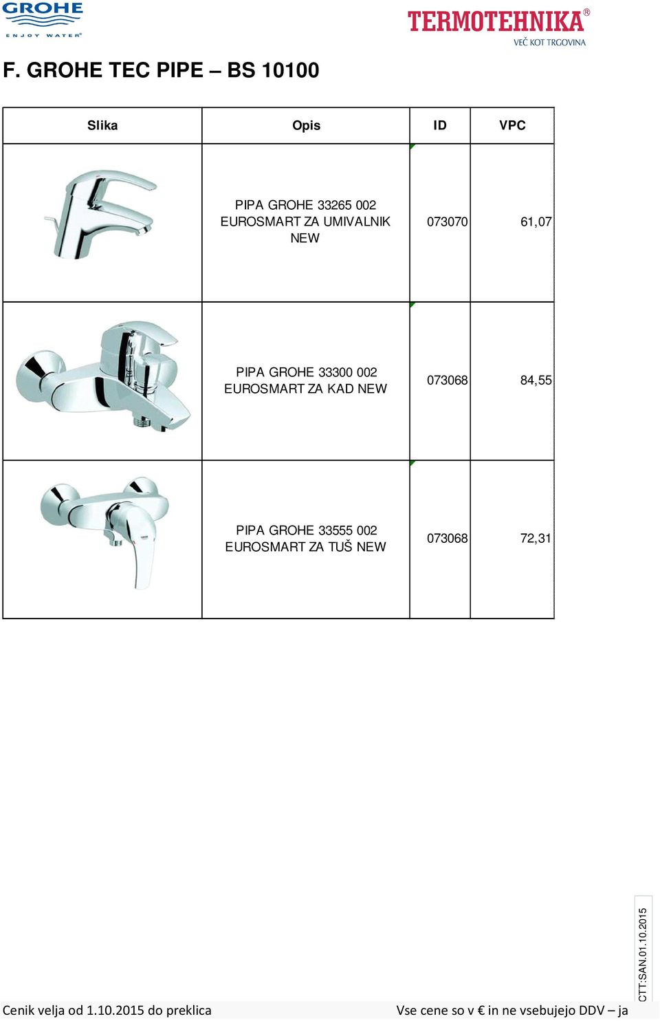GROHE 33300 002 EUROSMART ZA KAD NEW 073068 84,55