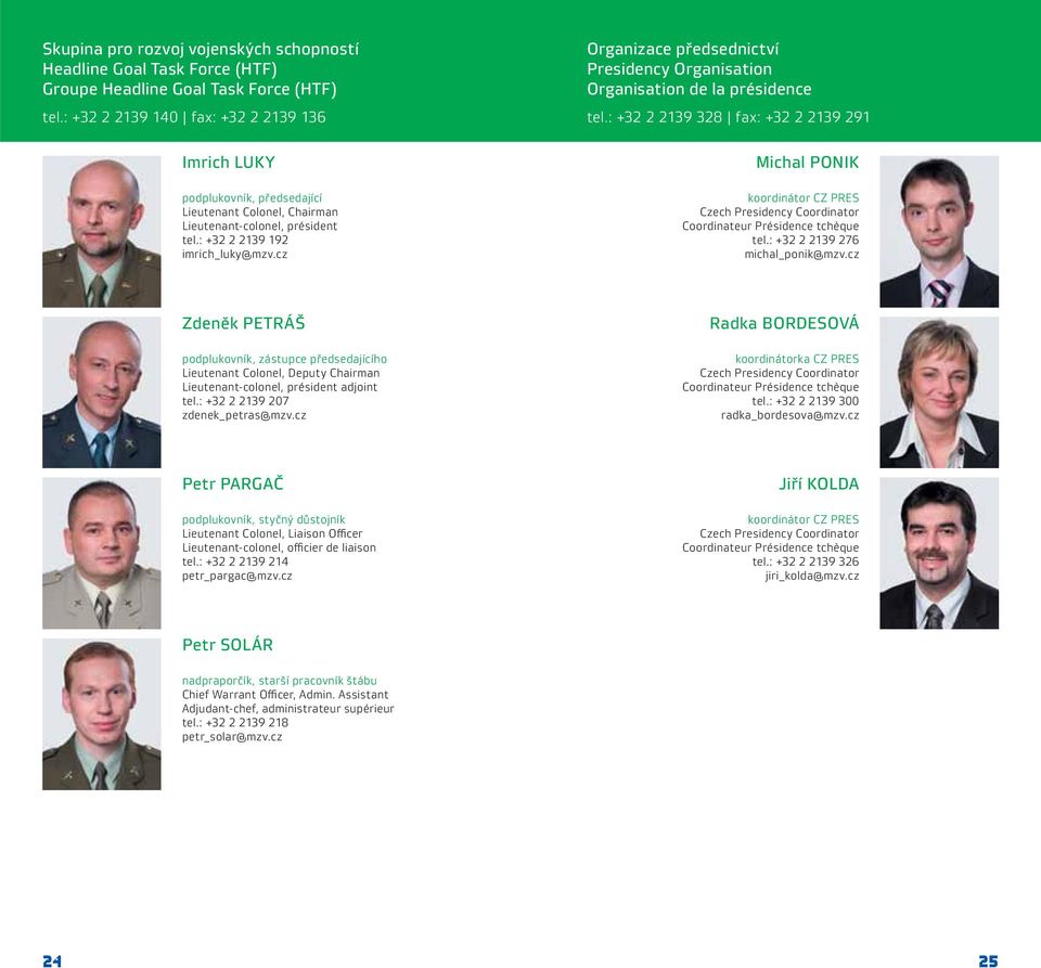 cz Organizace předsednictví Presidency Organisation Organisation de la présidence tel.