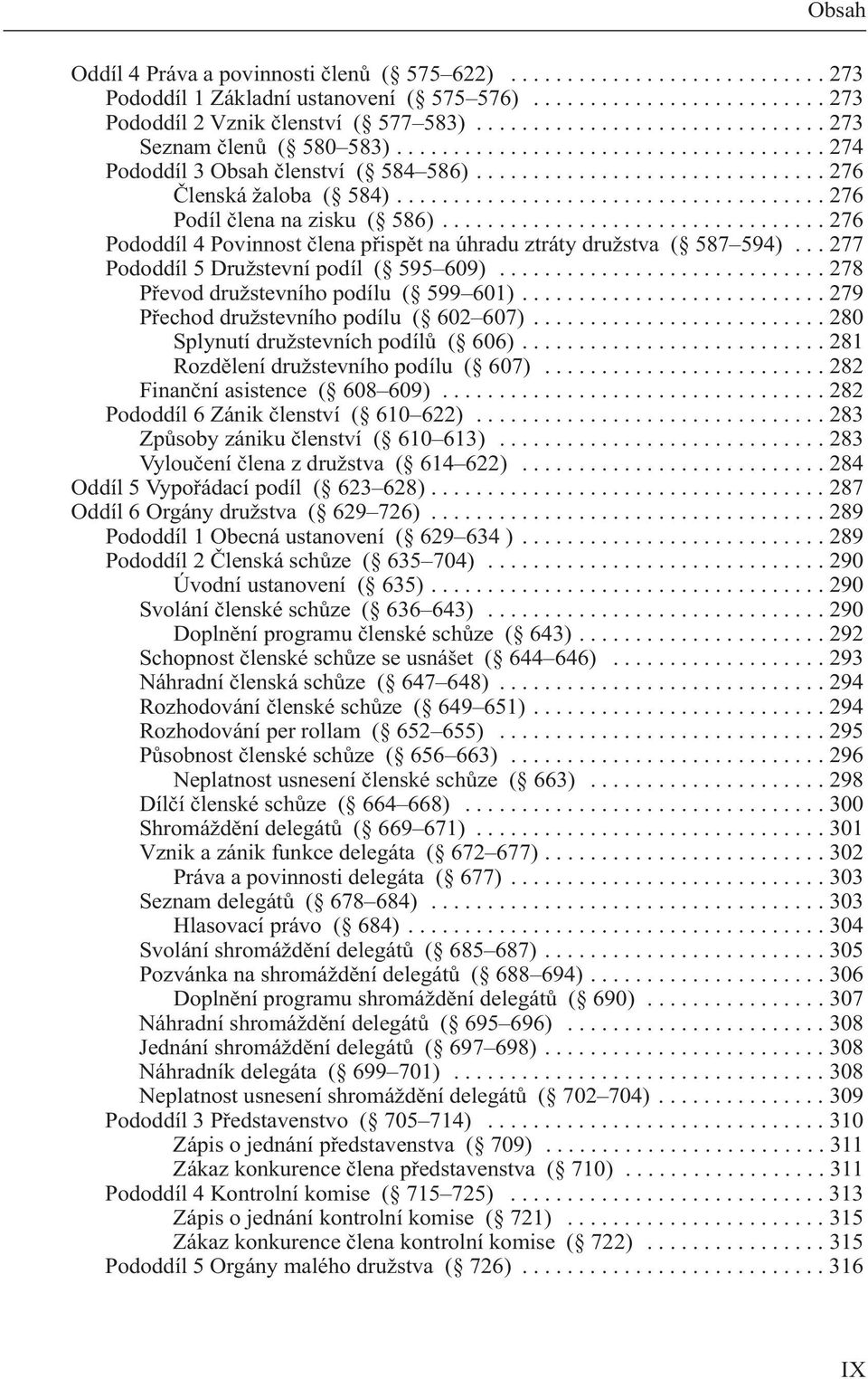 ..................................... 276 Podíl člena na zisku ( 586).................................. 276 Pododdíl 4 Povinnost člena přispět na úhradu ztráty družstva ( 587 594).