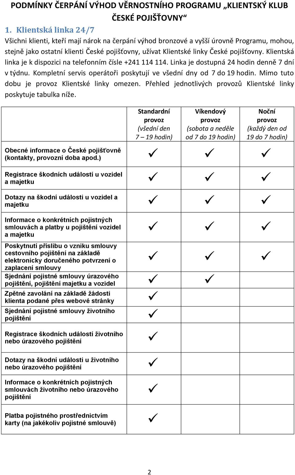 Mimo tuto dobu je provoz Klientské linky omezen. Přehled jednotlivých provozů Klientské linky poskytuje tabulka níže.