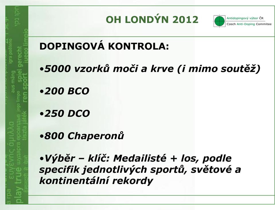 Chaperonů Výběr klíč: Medailisté + los, podle