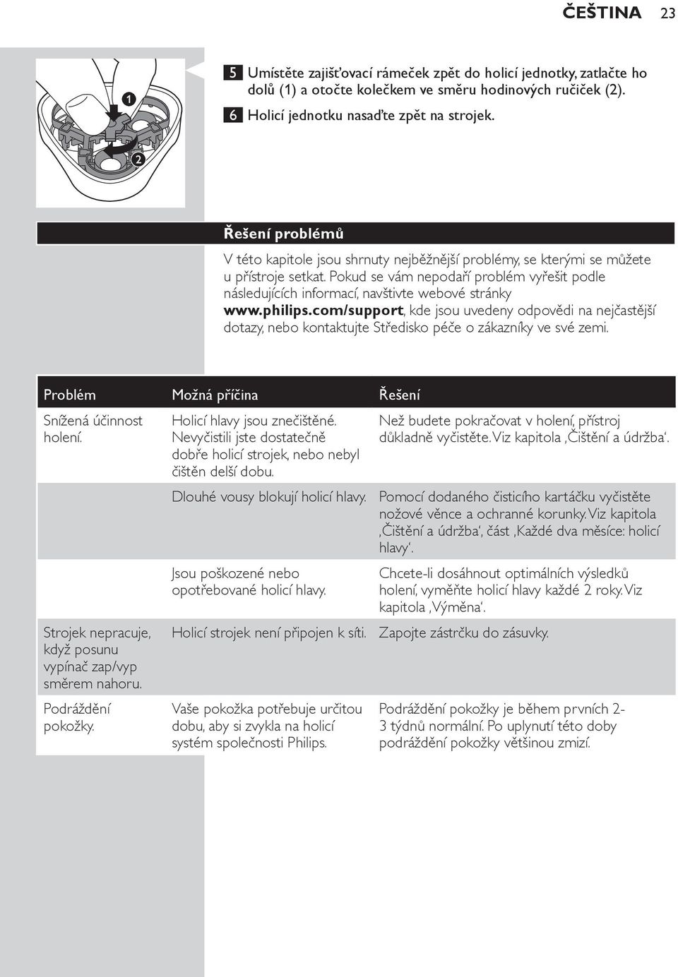 Pokud se vám nepodaří problém vyřešit podle následujících informací, navštivte webové stránky www.philips.