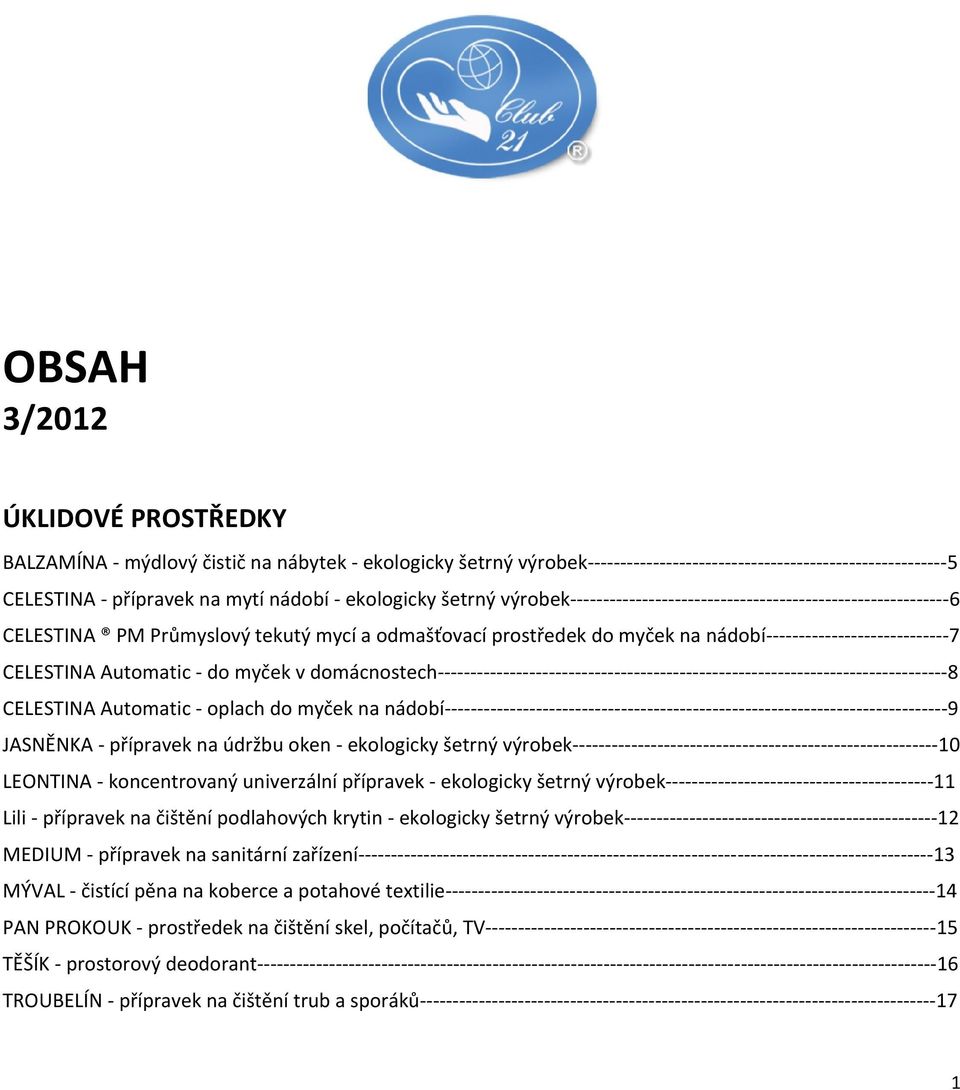 OBSAH 3/2012 ÚKLIDOVÉ PROSTŘEDKY - PDF Stažení zdarma