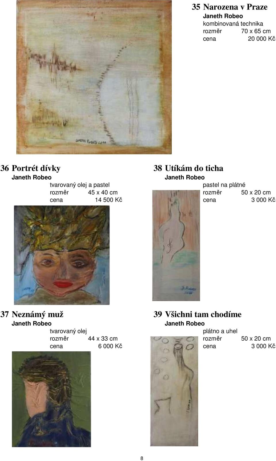 45 x 40 cm 50 x 20 cm 14 500 Kč 3 000 Kč 37 Neznámý muž 39 Všichni