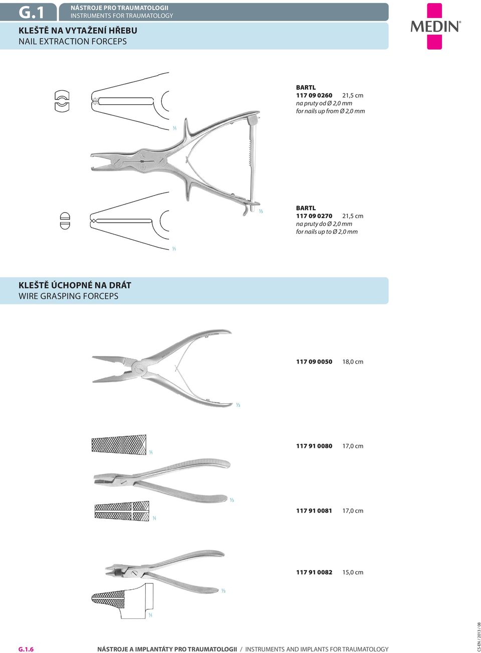21,5 cm na pruty do Ø 2,0 mm for nails up to Ø 2,0 mm Kleště úchopné na drát Wire