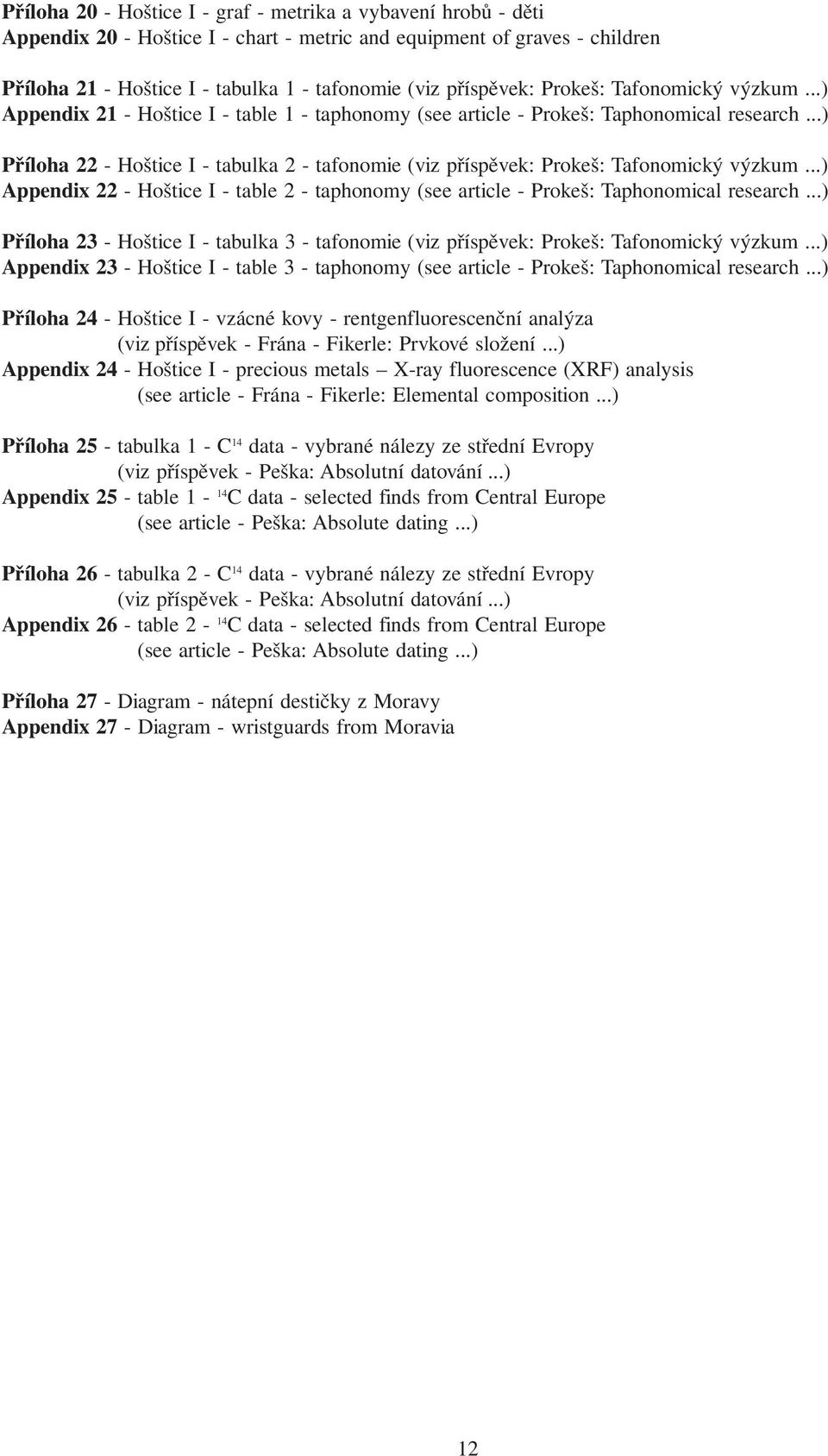 ..) Příloha 22 - Hoštice I - tabulka 2 - tafonomie (viz příspěvek: Prokeš: Tafonomický výzkum...) Appendix 22 - Hoštice I - table 2 - taphonomy (see article - Prokeš: Taphonomical research.
