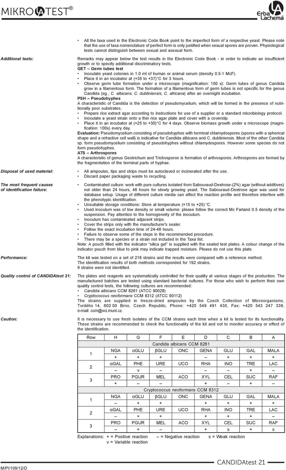 Additional tests: Remarks may appear below the test results in the Electronic Code Book - in order to indicate an insufficient growth or to specify additional discriminatory tests.
