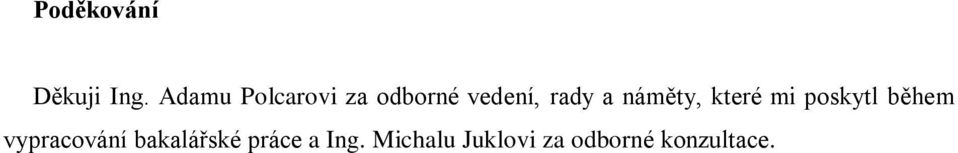 náměty, které mi poskytl během vypracování