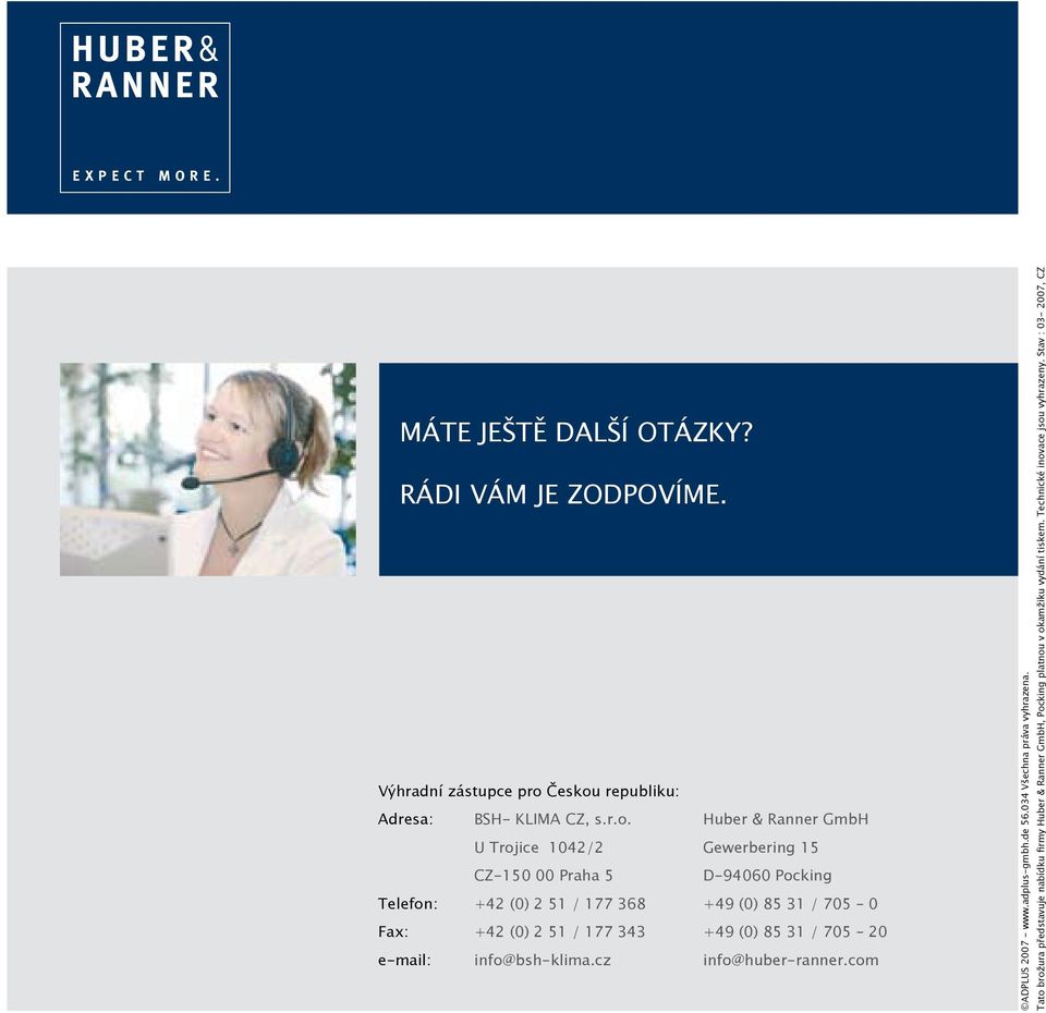 republiku: Adresa: BSH- KLIMA CZ, s.r.o.