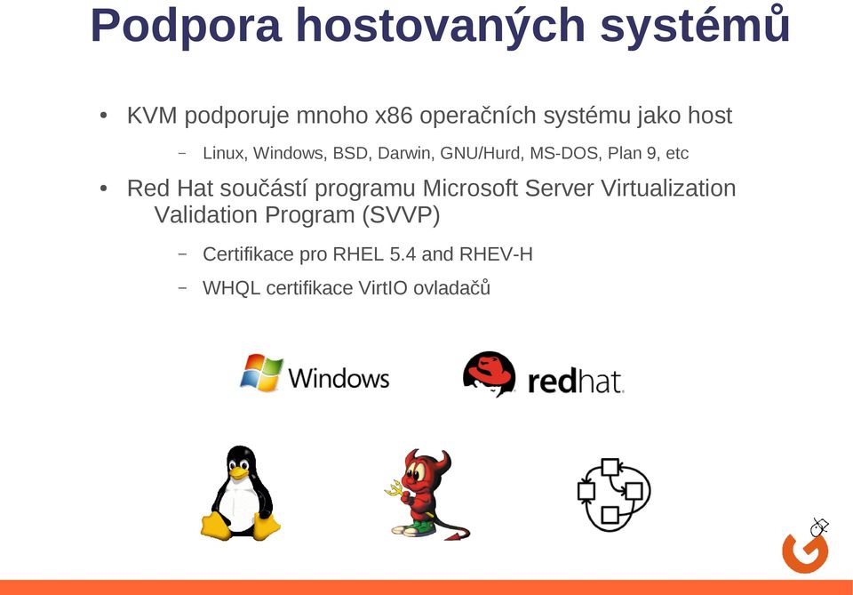 Hat součástí programu Microsoft Server Virtualization Validation Program