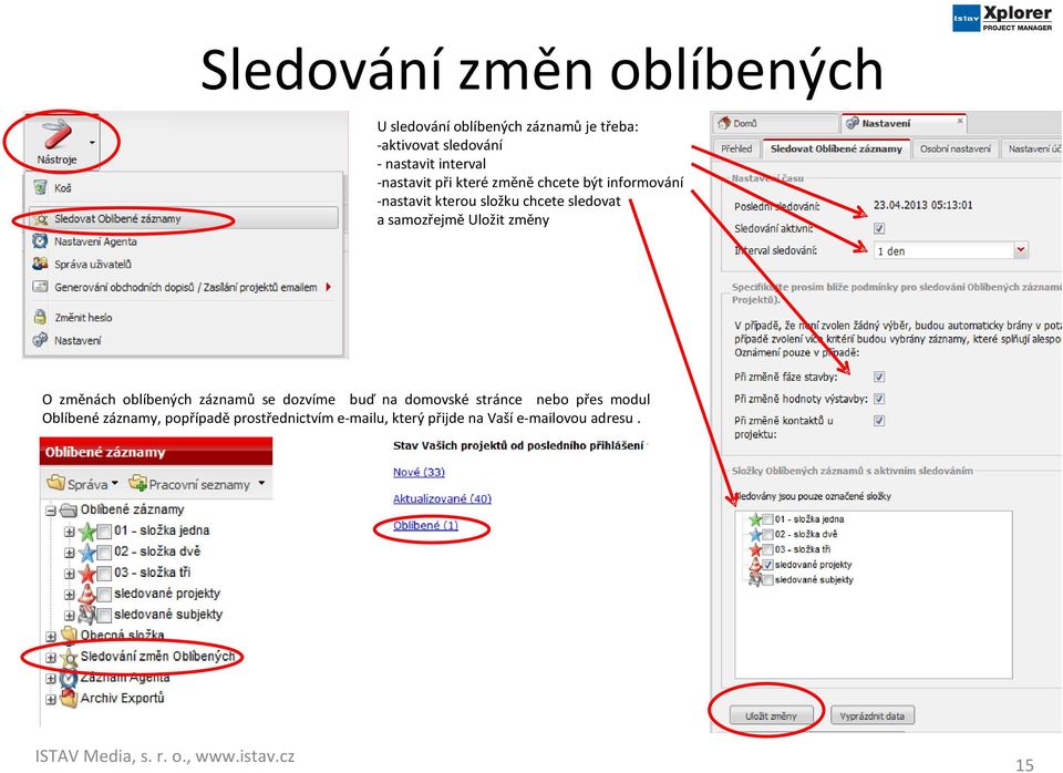 samozřejmě Uložit změny O změnách oblíbených záznamů se dozvíme buď na domovské stránce nebo přes